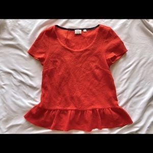 Anthropologie textured ruffle short sleeve blouse